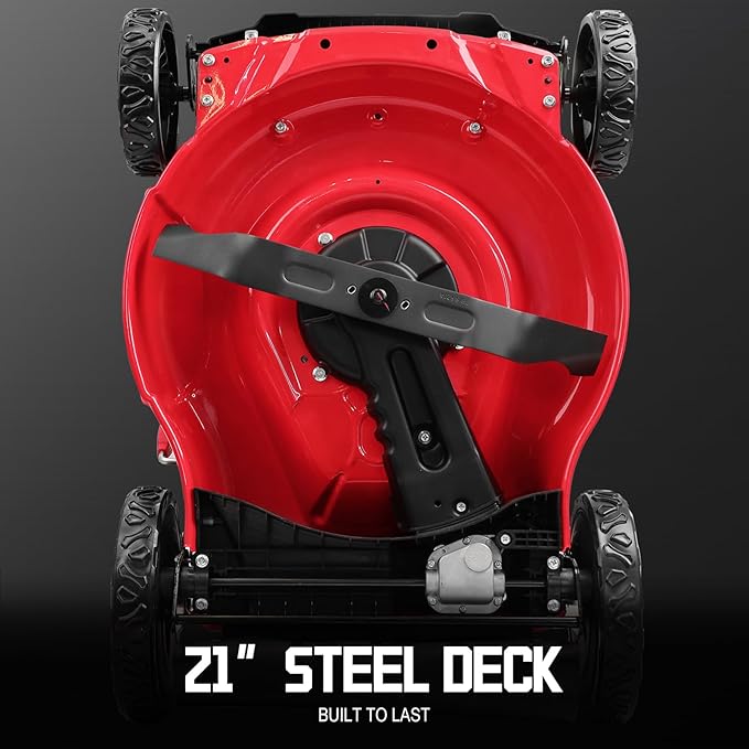 PowerSmart Self Propelled Gas Lawn Mower 21-inch with 140cc Briggs and Stratton EX550 Engine, 2-in-1 with Bagger, Rear Wheel Drive Single-Speed, 6-Position Adjustable Cutting Height