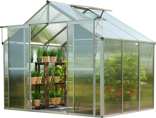 Greenhouse Topas 3 Aluminum Frame 7.4 x 6.4 ft with Approx. 6 mm Polycarbonate Panels