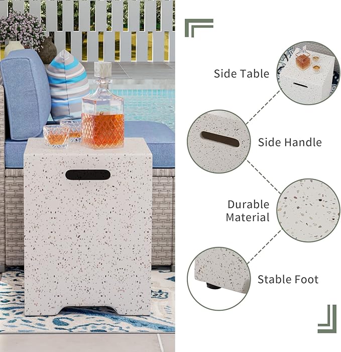 COSIEST 2-Piece Outdoor Propane Fire Table Set, Rectangle Concrete 56" Rectangular Fire Pit, CSA Certified, 50,000 BTU, w 20lb Tank Table,Waterproof Cover for Garden, Porch, Backyard