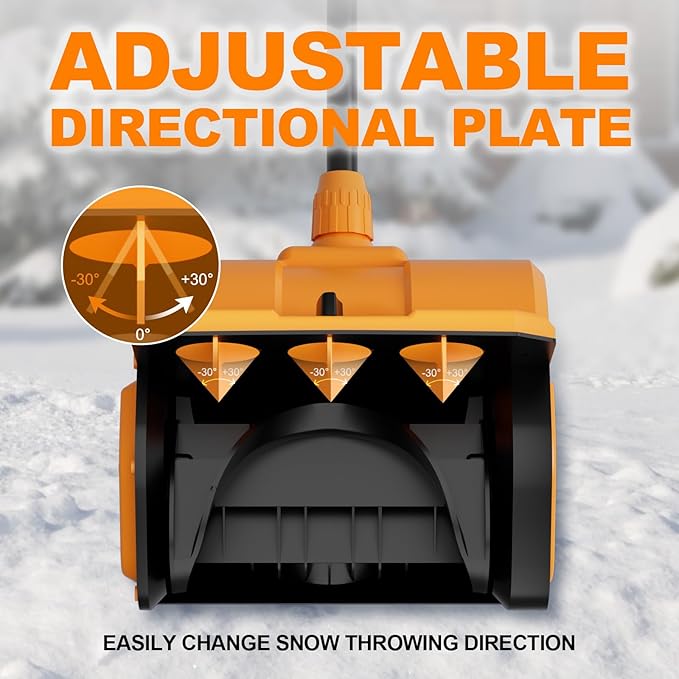 Electric Snow Shovel-Cordless Snow Removal Kit with Direction Plate & Dual-Safety Switch,Max 10" Throw Distance