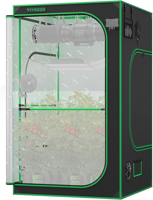 VIVOSUN P448 48"×48"×80" PRO Grow Tent, with Thick 1 inch Poles, Strengthened High Reflective Mylar Oxford Fabric, Extra Hanging Bars & High CFM Kit for Hydroponics Indoor Plant for AeroLight A200SE×2