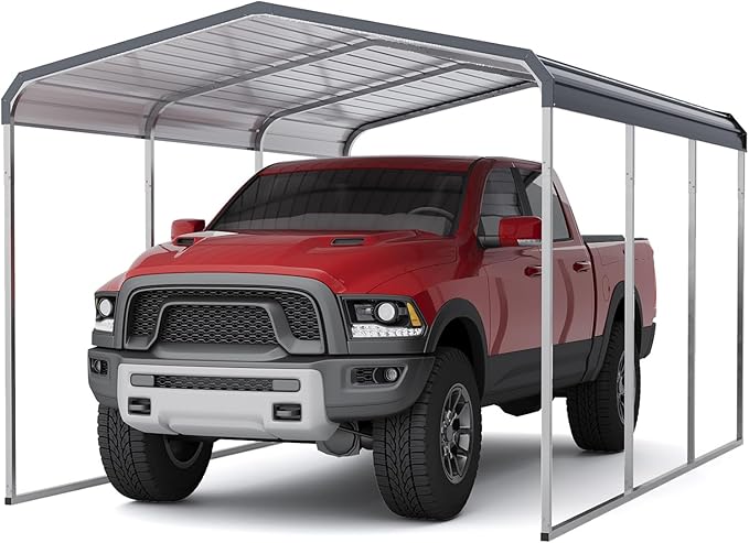 10X15FT Heavy Duty Carport,Carport with Galvanized Steel Roof and Frame,Upgraded Extra Large Metal Garage for Pickup, Car, Boatand Tractors,Trucks, and Tractors