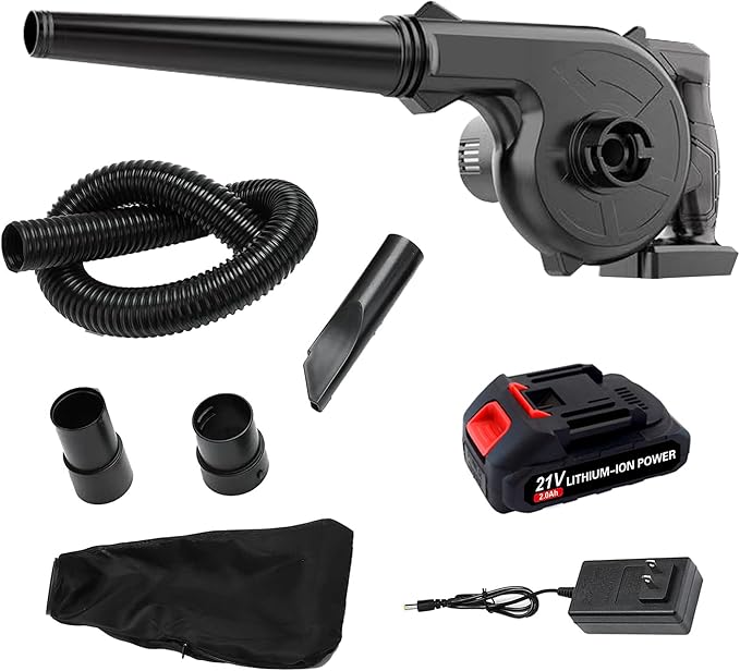 Leaf Blower Cordless with Battery and Charger, Handheld Battery Powered Electric Leaf Blower, 2-in-1 Portable Mini Blower &Vacuum for Lawn Care, Dust/Snow Blowing
