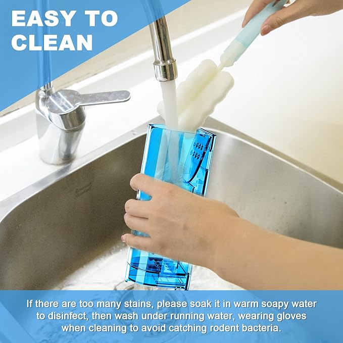 6 Pack Humane Mouse Traps No Kill, Catch and Release Live Mouse Trap Indoor for Home, Reusable Mice Trap Cage with Cleaning Brush(Blue)