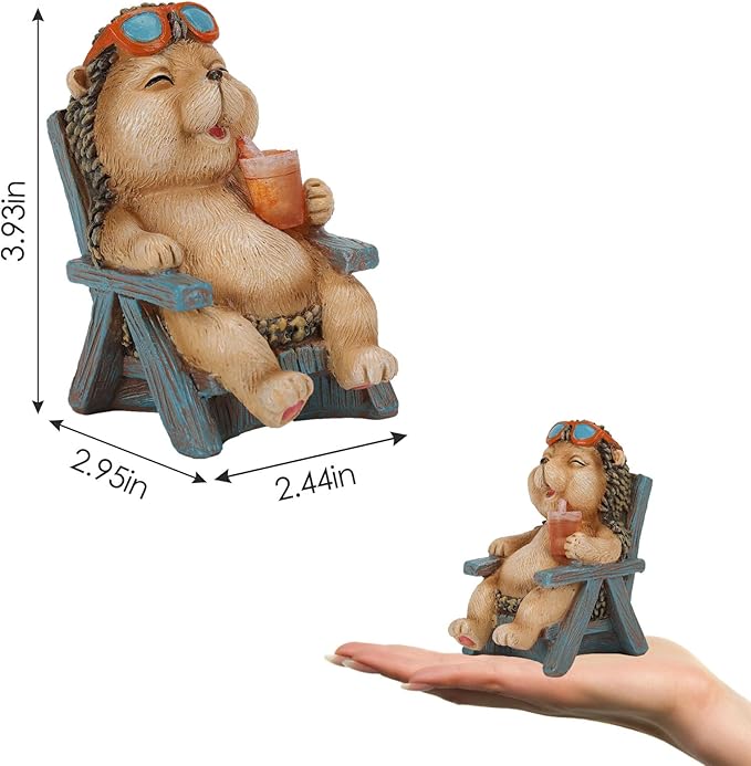 Solar Hedgehog Garden Decor Statues for Outside Lawn Yard Patio, Home Office Halloween Decorations Indoor Lights, Ideal Ornaments Birthday Gifts for Mom Women Grandma