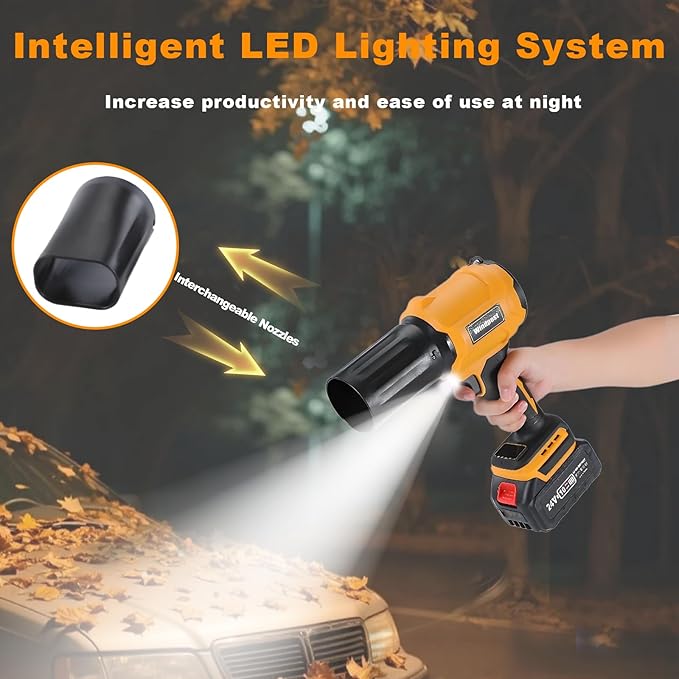 Small Cordless Leaf Blower,Leaf Blower Cordless,300,000RPM Turbo Jet Blower, with 1 X 24VX 4.0Ah Battery and Charger,for Patio Cleaning, Lawn Care, Car Cleaning and Dust Etc,3 Blowing Nozzles-Black