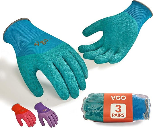 Vgo... 3 Pairs Women’s Gardening Gloves - Non-Slip Nitrile Coated, Breathable for Outdoor, DIY, Ranch, Camping(RB6013)
