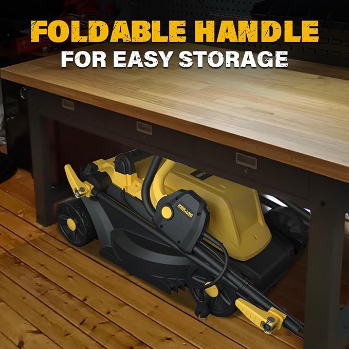 Electric Lawn Mower Corded, 13 Inch 11-Amp Lawn Mowers with 8 Gallon Collection Bag, 3-Position Cutting Height Adjustment for Lawn Care