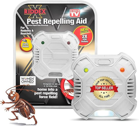 Riddex X Plus Insect Repellent - Plug in, Mouse Deterrent - Pest Reject for Defense Against Rats, Mice, Roaches, Bugs and Insects - Control Pests with No Toxins