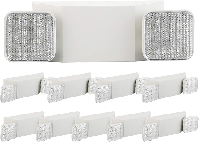 SPECTSUN 10 Pack LED Emergency EXIT Sign Lighting Combo- 120-277V Emergency Exit Lights for Home Power Failure-UL 924 Certified Commercial Emergency Light Fixtures,Ebulb Emergency Power