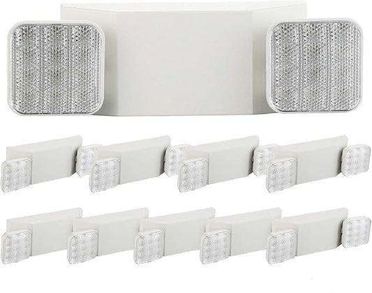 SPECTSUN 10 Pack LED Emergency EXIT Sign Lighting Combo- 120-277V Emergency Exit Lights for Home Power Failure-UL 924 Certified Commercial Emergency Light Fixtures,Ebulb Emergency Power