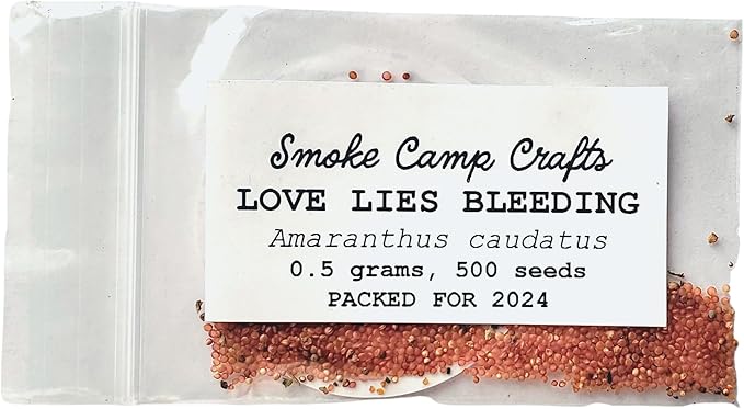 Organic Love Lies Bleeding Seeds (Amaranthus caudatus) 500 Seeds (0.5 Grams) - Foxtail Amaranth, Love-Lies Bleeding, Tassel Flowe, Velvet Flower, Gorgeous Unique Cut Flower by Smoke Camp Crafts