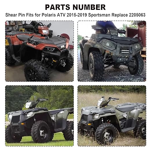 Aillsa ATV Snow Plow Shear Pin(4pc) Compatible with Polaris ATV Snow Plow Glacier,fits Polaris ATV 2015-2019 Sportsman 2205063 Replacement Snow Plow Shear Pin Accessories