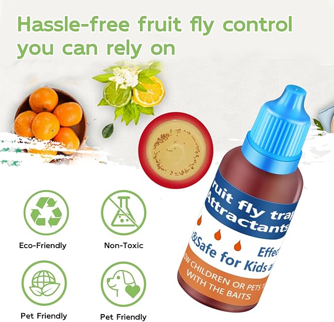 Fruit Fly Trap Refill Liquid Only, 2024 Upgrade Traps for Indoors, Efficient Gnat Killer Indoor, Fruit Bait Home, Kitchen (8, Blue)