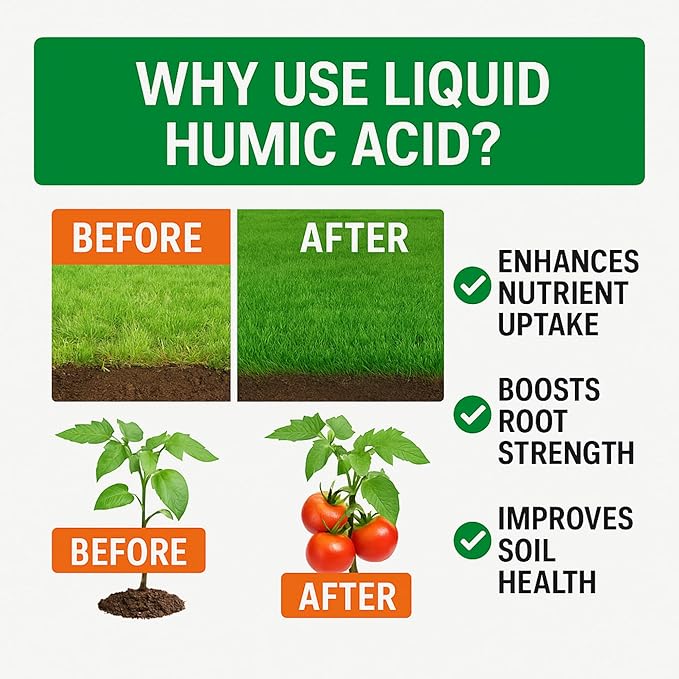 Humic Acid - Organic Liquid Humic Concentrate with Fulvic Acid - (5 Gallon Drum) - Multi-Purpose Soil Conditioner - Suitable for Gardens, Lawns, Houseplants & Trees
