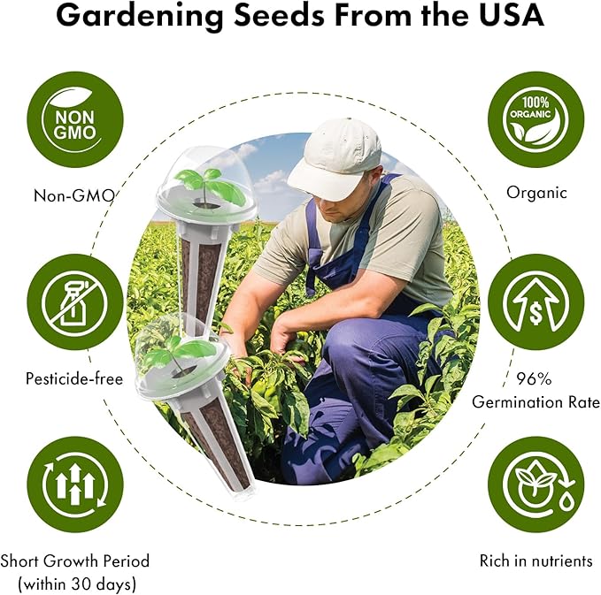 LYKO Low-Calorie Salad Seed Pods for AeroGarden, Ahopegarden, iDOO Hydroponics Growing System, 350 Seeds+ Including American Fast Lettuce, Buttercrunch Lettuce, Red Tomato, Golden Tomato (12-Pods)