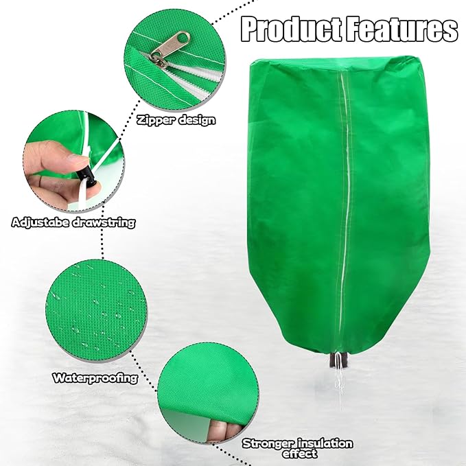 Plant Covers Freeze Protection 4 Packs 47" x32" Winter Rounded Top Frost Cloth Plant Covers Freeze Protection for Outdoor Plants with Zipper and Drawstring