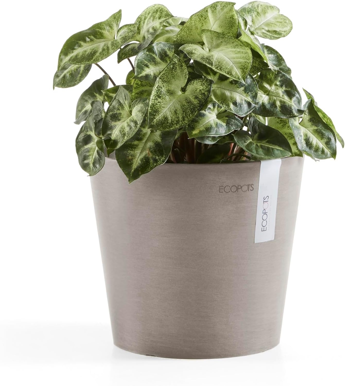 Ecopots Amsterdam Mini Durable Modern Round Recycled-Based Composite Flower Pot Planter, Taupe, 7"