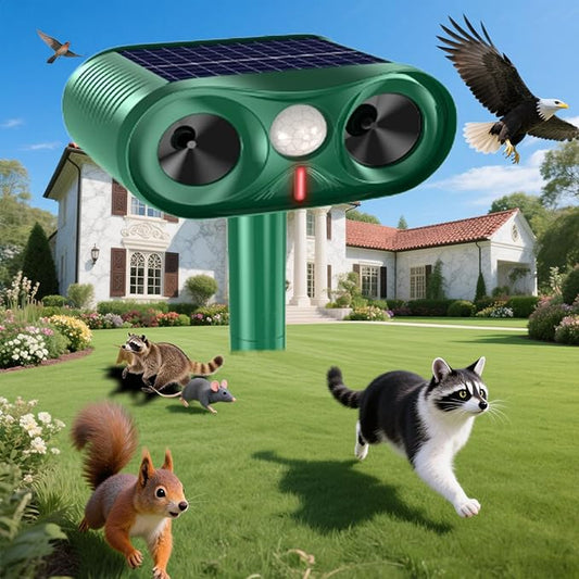 Powerful Cat Repellent Outdoor for Yard & Garden & Farm,Ultrasonic Animal Deterrent with Adjustable Sensitivity，Solar Pest Repellent, Racoon Squirrel Repellent Outdoor to Keep Unwanted Animals Away