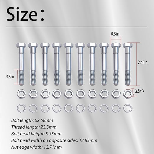 70060-01338 (10 Pack) Snowblower Shear Bolts Compatible with Kubota Snowblower BX2750D Front snowblower(Shear Bolt:5/16" x 2-1/4")