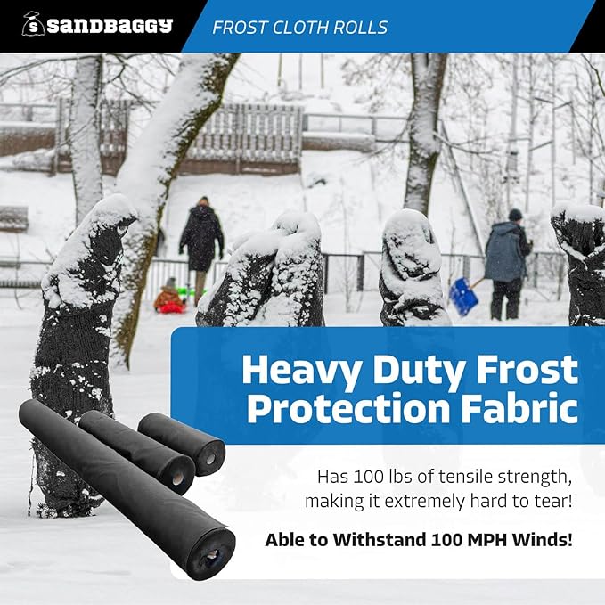 Sandbaggy Frost Cloth Rolls (3 ft x 50 ft) | Winter Cover for Shrubs, Trees, Gardens | Plant Blanket, Freeze Protection | Black, 4 oz Polypropylene (1 roll)
