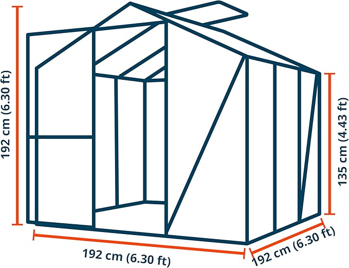 Greenhouse Jasmin 3 Aluminum Frame - 6.3 x 6.3 ft Approx. 6 mm Polycarbonate Panels