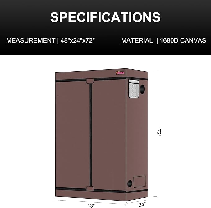 ATOUR 4x2 Grow Tent, 48"x24"x72''High Reflective Mylar 1680D Hydroponic Grow Tents, Waterproof Grow Tent with Double Cleart Observation Door and Floor Tray, for Indoor Plant Growing