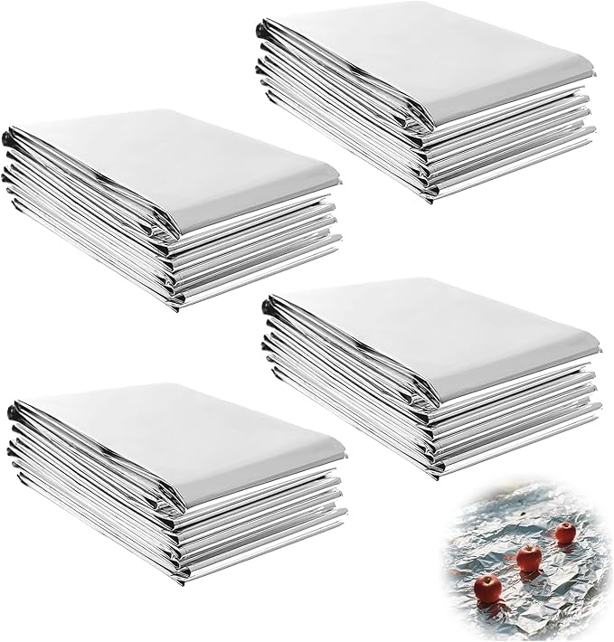 4 Pack High Silver Reflective Mylar Film, 83x 52 inch Plant Growth Mylar Films High Reflectivity, Keep Warm, Perfect for Plant Growth, First Aid, Marathon, Camping, Outdoor Survival
