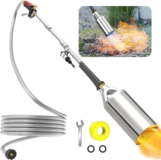 Propane Torch Weed Burner Kit, 1,800,000 BTU Heavy Duty Blow Torch, 40" Arm with 10FT Hose, Flame Control for Ice Melting, Snow Removal, Asphalt, Road Marking, Weeding