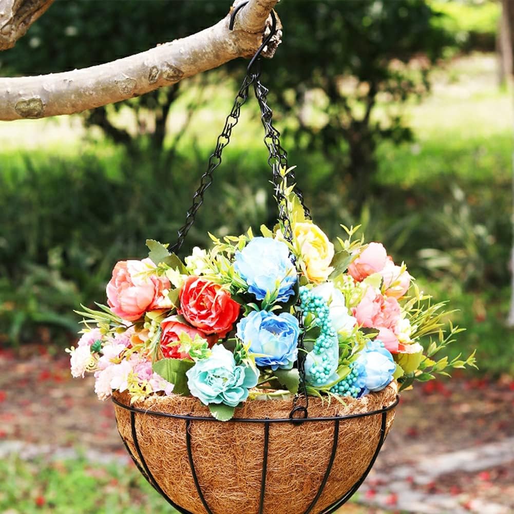 4PCS Coco Liner for Hanging Basket 14 Inch Round 100% Natural Planter Liner Replacement Plant Basket Liners Coco Fiber Liner for Garden Planters Coconut Coir Liner Flower Pot for Hanging Basket