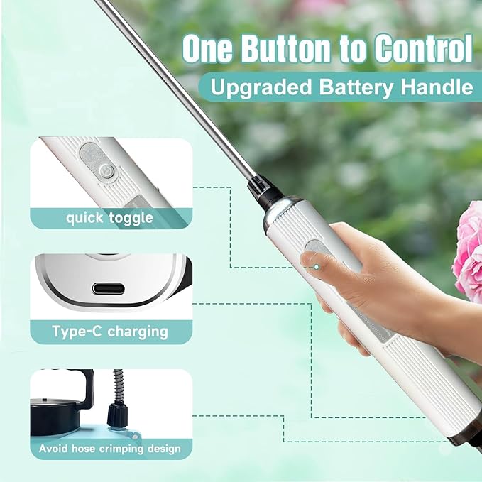 2025 New 7.4V Powerful Electric Sprayer with Waterproof Handle, USB Charging, 6 Spray Heads, 3.1 gallons, Adjustable Rod and Shoulder Strap, Suitable for Gardens, lawns, etc., Lasts About 3 Hours