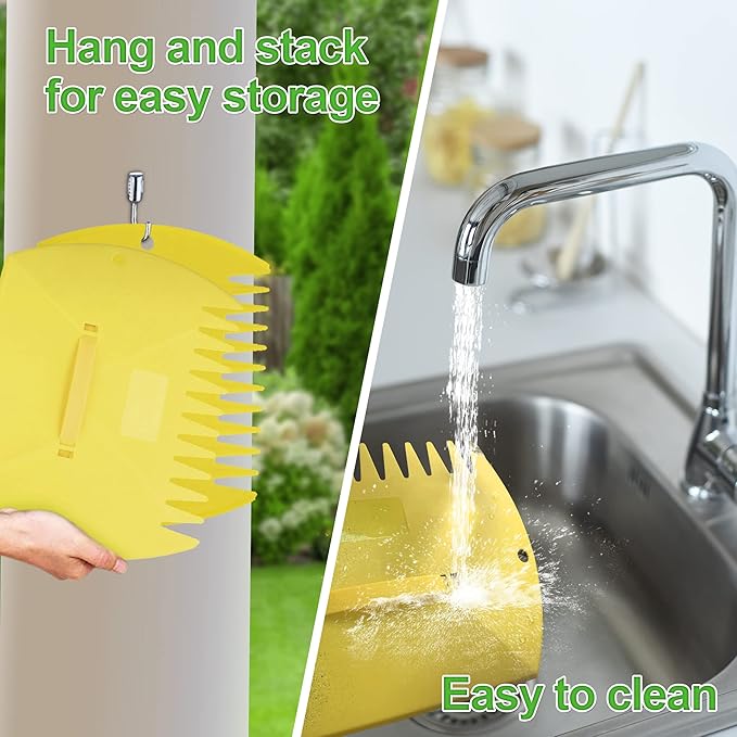 GardenHOME Leaf Scoops Hand Rakes, Large Leaf Grabbers for Yard Work and Garden Use, Clear and Collect Garden Rake, Leaf Scooper and Claws for Leaves, Lawn Debris, and Trash Cleanup, Yellow