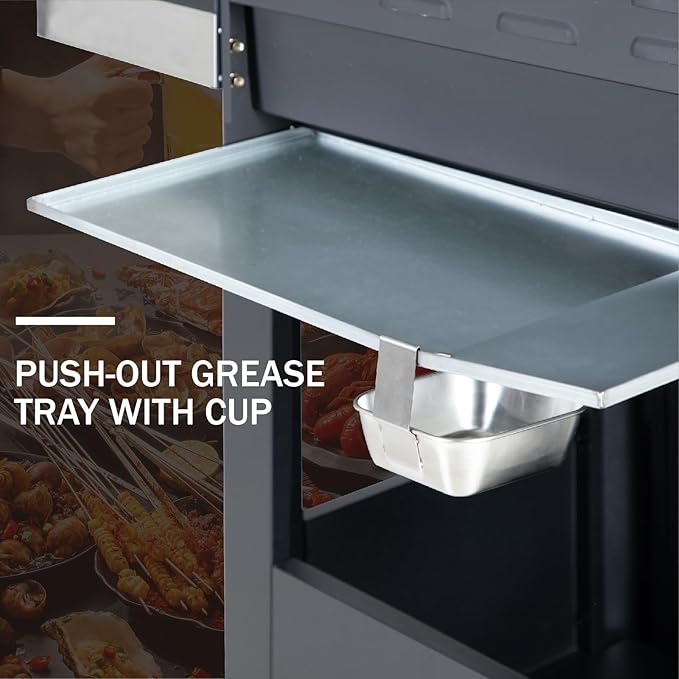 Sophia & William 4-Burner Gas BBQ Grill with Side Burner & Porcelain-Enameled Cast Iron Grates, Outdoor Cooking Propane Grills Cabinet Style Garden Barbecue Grill, 46,700BTU, Black