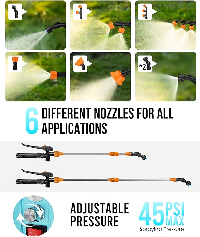 Battery Powered Backpack Sprayer 3.2 Gallon, with 7 Nozzles & Telescopic Wand, Electric Weed Sprayer for Yard, Lawn and Garden, 2x2.5Ah Rechargeable Batteries & 1x Charger Included