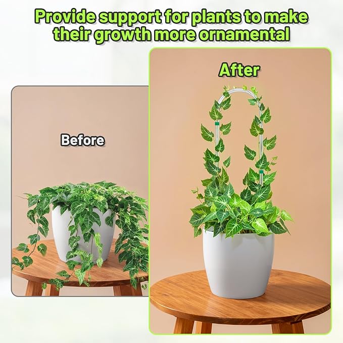 3 Pack U-Shape Acrylic Plant Trellis for Indoor Climbing Plants, 16 Inch Small Plant Trellis, Potted Plant Climber Support for Pothos, Vine Ivy, Houseplant