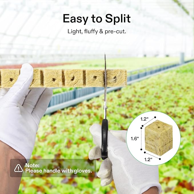 VIVOSUN 72 Rockwool Cubes & Net Pots Set for Hydroponics, 1.2” x 1.2” x 1.6” Cubes, 72 Plugs & 72 2” Net Cups for Hydroponic Growing, Seed-Starting, Cloning, Tower Gardens