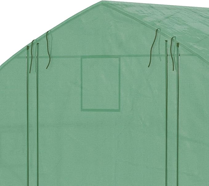 Outsunny 11.5' x 10' x 6.5' Walk-in Tunnel Greenhouse, Green House with Zippered Mesh Door, 7 Mesh Windows & Roll-up Sidewalls, Upgraded Gardening Plant Hot House with Galvanized Steel Hoops, Green
