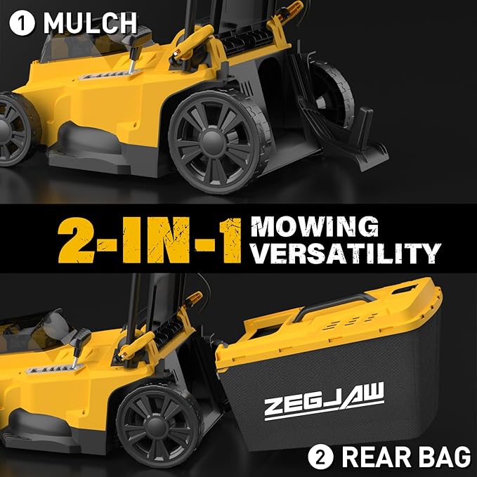 Electric Lawn Mower Cordless,15-Inch Lawn Mower with 2pcs 4.0Ah Batteries and Charger,2-in-1 Electric Mower with 6-Position Height Adjustment & Foldable Handle