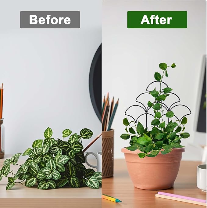 Stackable Metal Trellis for Climbing Plants Outdoor & Indoor - 4 Pack Garden Trellis for Potted Plants, Rust-Resistant Plant Support Stakes for Vines, Vegetables, Flowers - Sturdy Plant Trellis