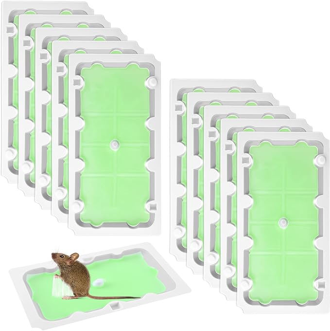 Qualirey 10 Pack Mouse Glue Trap, Super Sticky Traps for Mice and Rats, Pre-Scented, Non-Toxic Mouse Glue Boards, Rodent Sticky Pads Indoor for Home, Easy to Use, Pet Safe Pest Control