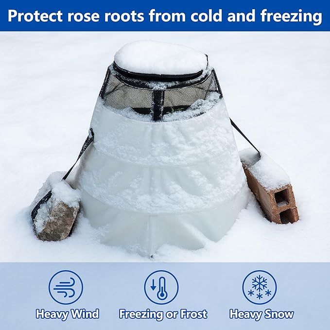 Winter Rose Protective Cover, 600D Winter Rose Cones Protection with Stakes, Reusable Freeze Protection Roses Collar for Protecting Outdoor Plants from Wind Frost Animal Eating