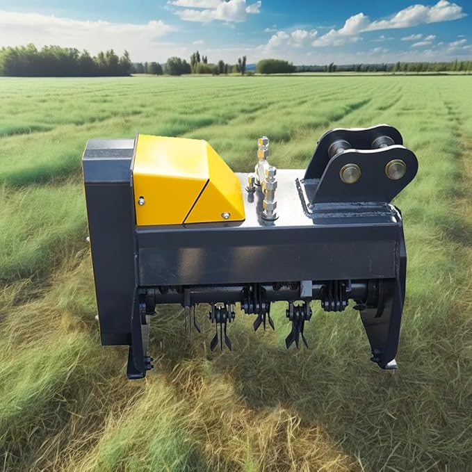 1 Ton Mini Excavator B&S Engine with Excavator Flail Mower Attachments for Garden,Road Cutting Weeds, Branch Shredding,Pioneering Land(G Mower+excavator)