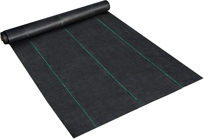 Happybuy 6.5FTx330FT Premium Weed Barrier Landscape Fabric Heavy Duty 3.2OZ, Woven Weed Control Gardening Mat, High Permeability Good for Flower Bed, Geotextile Fabric, Driveway Fabric, Ground Cover