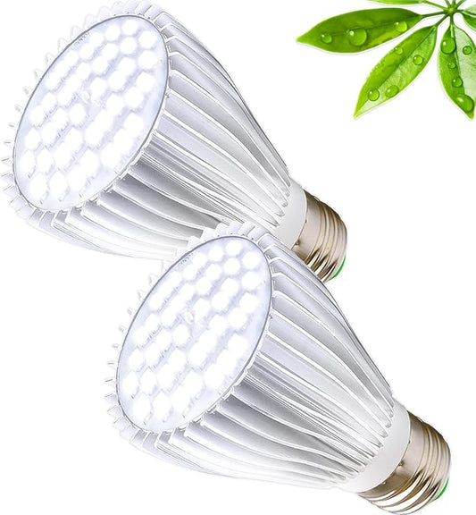 MILYN 2 Pack 30W LED Grow Light Bulb White Full Spectrum Grow Lights for Indoor Plants, E26 Plant Light Bulb for DIY Indoor Plants, Flowers, Greenhouse, Indore Garden, Hydroponic