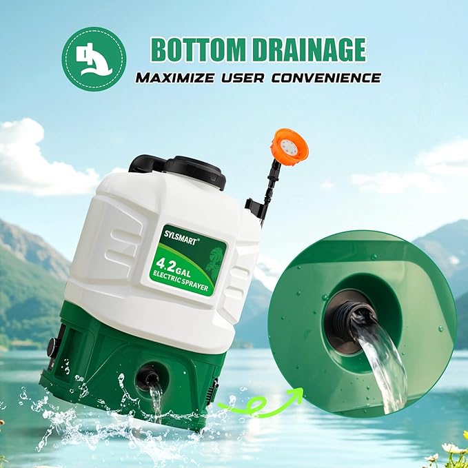 Battery Powered Backpack Sprayer 4 Gallon– No Leak ＆ Padded Straps Electric Weed Sprayers in Lawn and Garden, 100PSI Power Sprayer with 41'' Telescopic Wand and 5 Nozzles, Translucent White