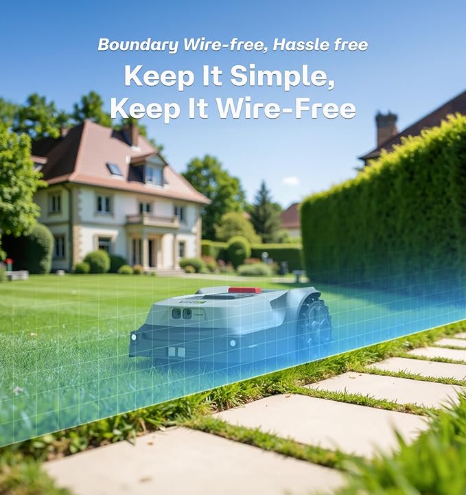 T1200Pro Robot Lawn Mower Wire-Free with Garage, Automatic Lawn Mower for 0.35 Acre, 45% Slopes, Cutting Height 3-6cm, Wireless RTK+AI Powered Robot Mower