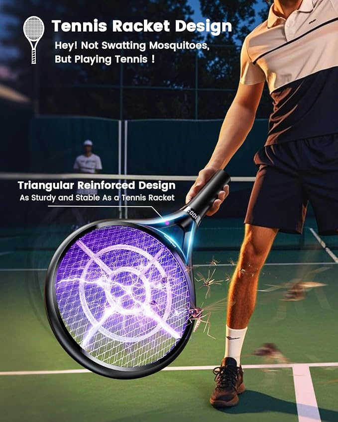 Minimoon 2Pack Electric Fly Swatter with LED Display, 2000mAh Rechargeable Fly Swatter Racket, 2500V Bug Zapper Racket Dual Modes, Mosquito Killer Lamp with 3 Layers Safety Mesh for Indoor Outdoor