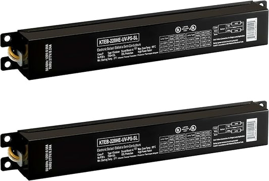 OHLECTRIC (2 Pack Replacement for Keystone KTEB-228HE-UV-PS-SL 2 Lamp T5 Electronic Fluorescent Ballast - Multi-Voltage 120-277V with Program Start - High Power Factor | UL Listed