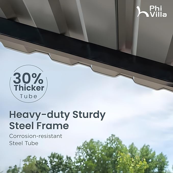PHI VILLA 10 x 15 Heavy Duty Metal Carport with Galvanized Steel Roof with Sidewalls Enclosure Kit, Sturdy Metal Carport for Cars, Boats, and Tractors
