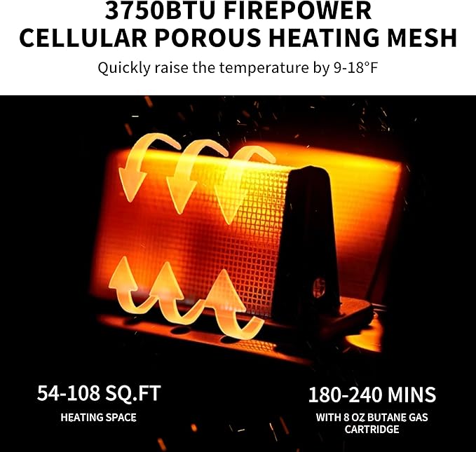 Naturehike Portable 3-in-1 Camping Heater, 3750 BTU Butane Tent Heater with Insulated Shelf & Handle